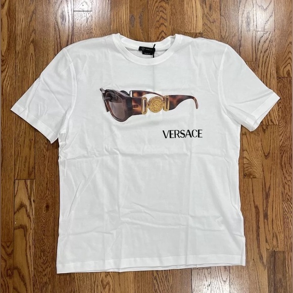NWT Men’s Versace Taylor Fit White Notorious Big Sunglasses T Shirt Size 2XL